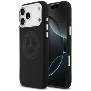 Mercedes Silicone Vintage Logo MagSafe dėklas iPhone 17 Pro Max - Juodas