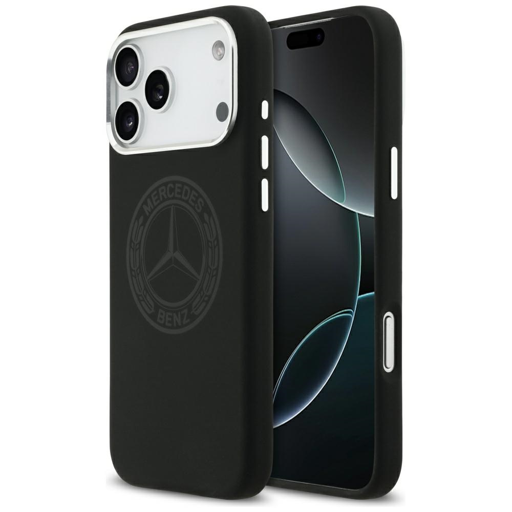 Mercedes Silicone Vintage Logo MagSafe dėklas iPhone 17 Pro Max - Juodas