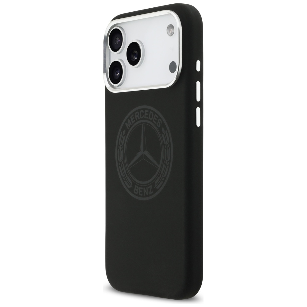 Mercedes Silicone Vintage Logo MagSafe dėklas iPhone 17 Pro Max - Juodas