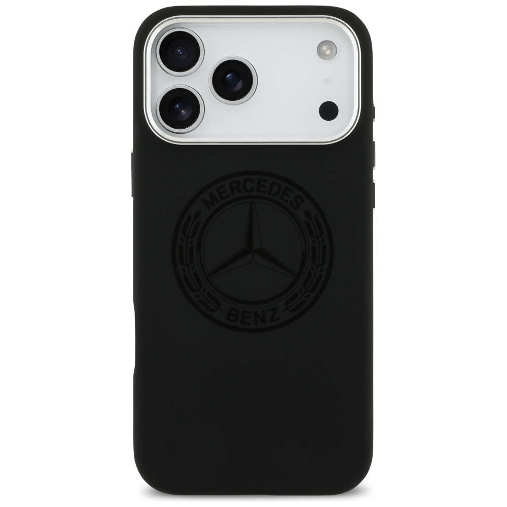 Mercedes Silicone Vintage Logo MagSafe dėklas iPhone 17 Pro Max - Juodas