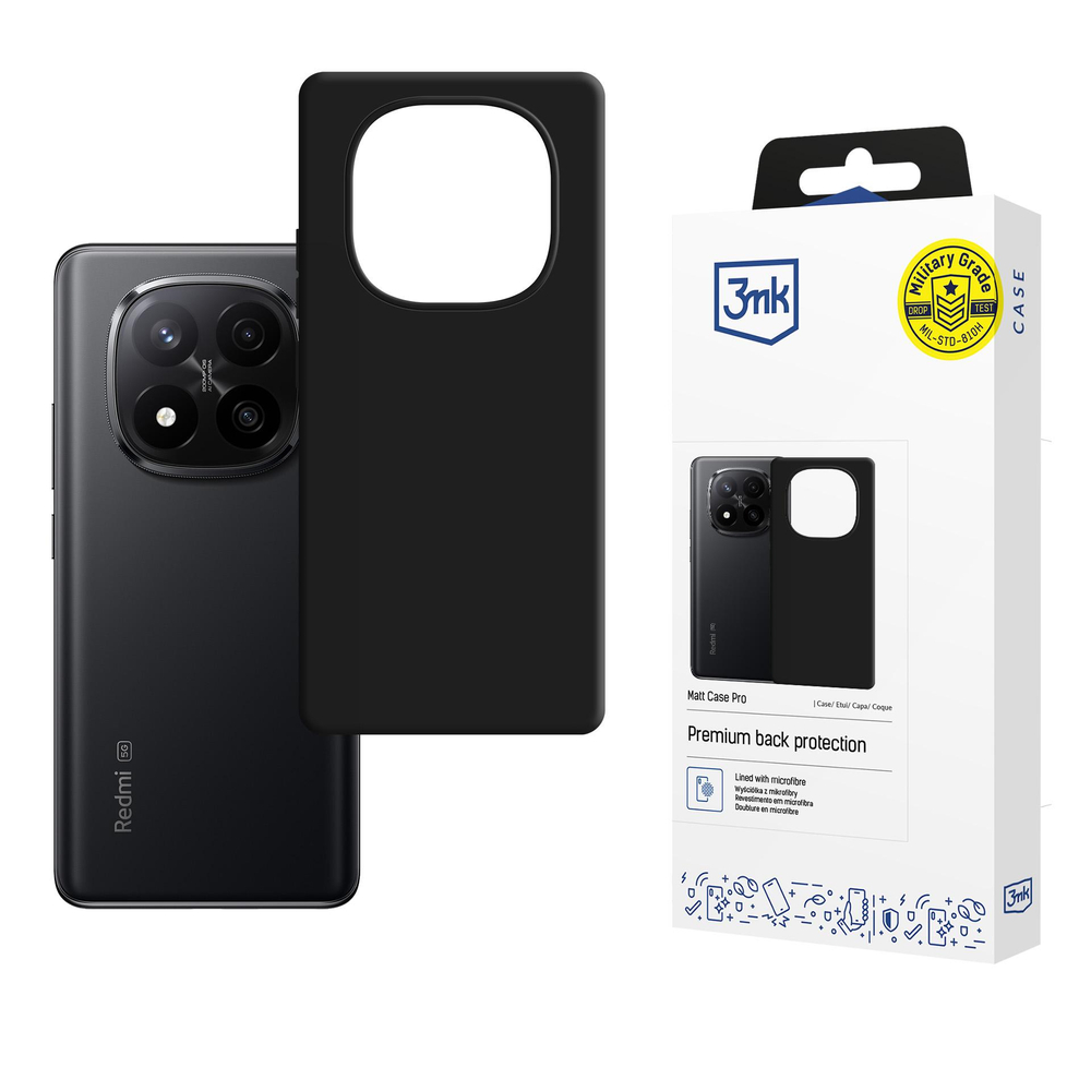 3mk Matt Case Pro, skirtas Xiaomi Redmi Note 15 Pro+ 5G - matinė juoda