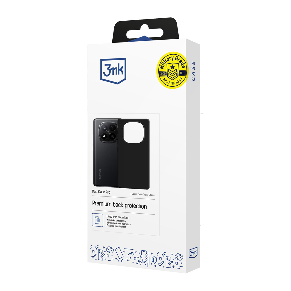 3mk Matt Case Pro, skirtas Xiaomi Redmi Note 15 Pro+ 5G - matinė juoda