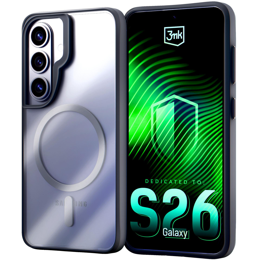 3mk Satin Armor MagCase, skirtas Samsung Galaxy S26 - Transparent Black