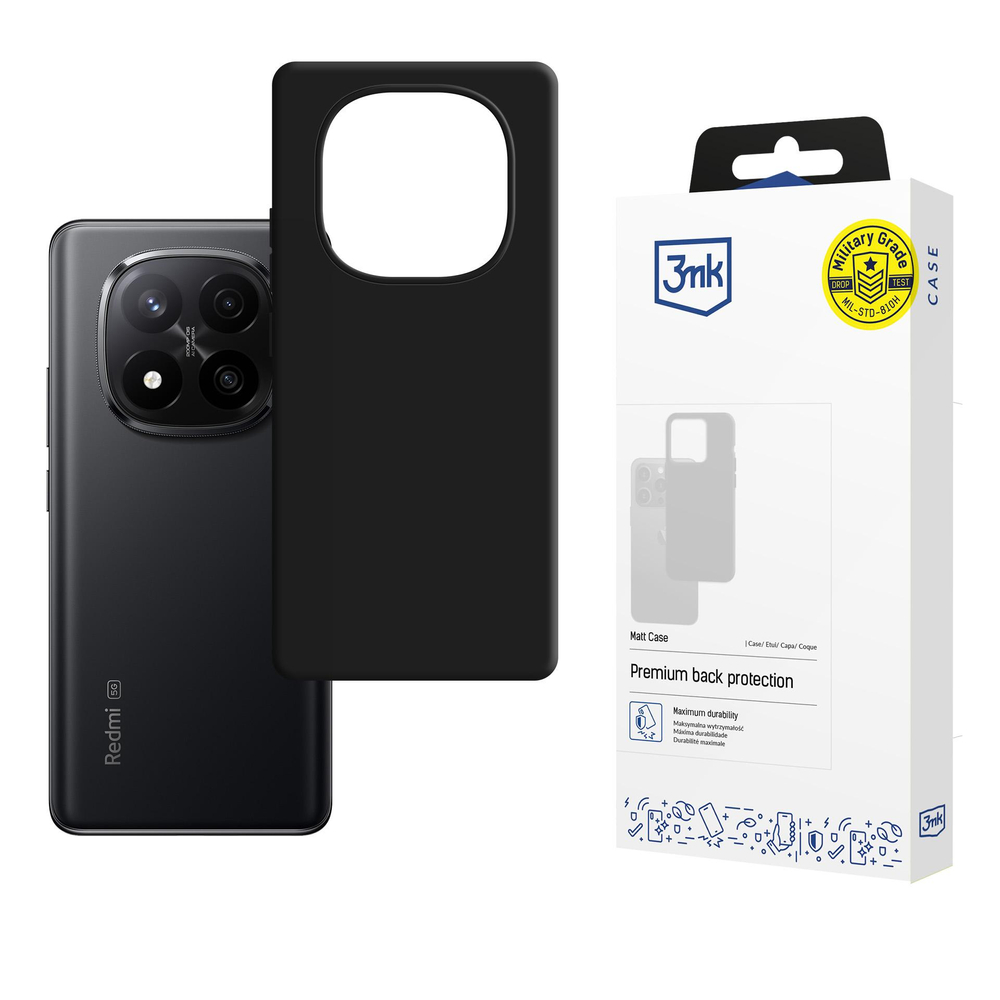 3mk Matinis dėklas, skirtas Xiaomi Redmi Note 15 Pro+ 5G - matinė juoda