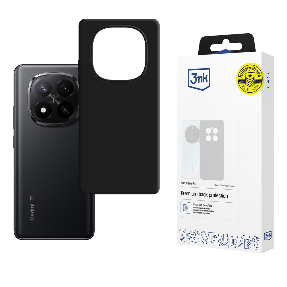 3mk Matt Case Pro dėklas, skirtas Xiaomi Redmi Note 15 5G - juodas