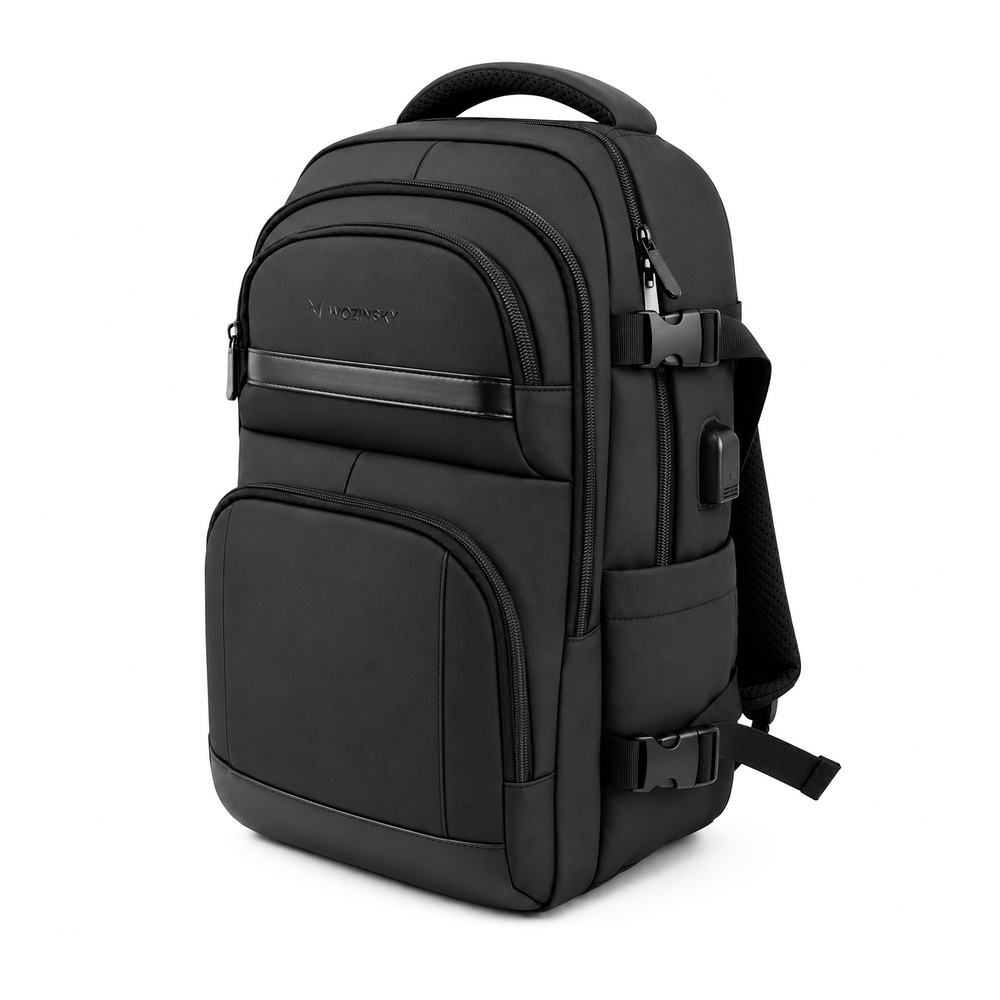 Wozinsky WPW-20L kuprinė su nešiojamojo kompiuterio kišene 15,6" kelionei 40x20x25 cm rankinio bagažo reikalavimams - Juoda