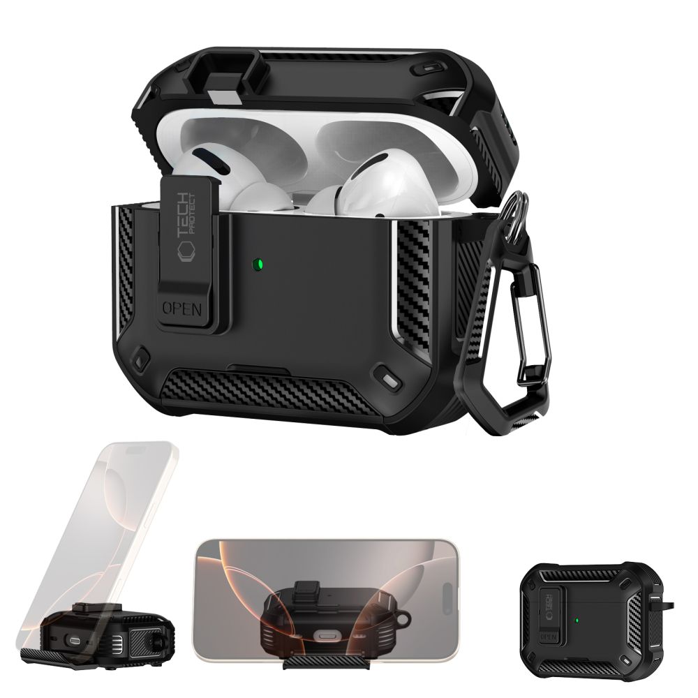 Dėklas Tech-Protect Carbonox MagSafe Apple AirPods Pro 3, juodas