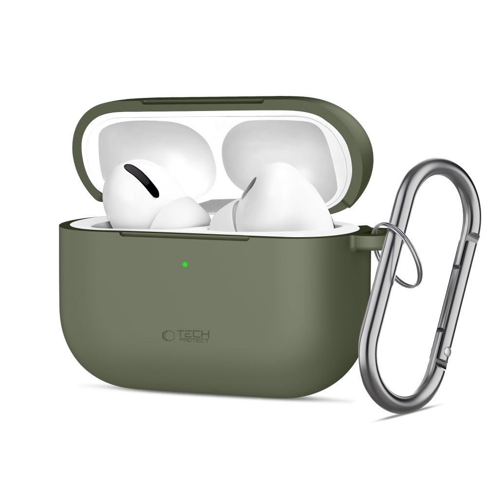 Dėklas Tech-Protect Silicone Hook Apple AirPods Pro 3, alyvuogių žalias