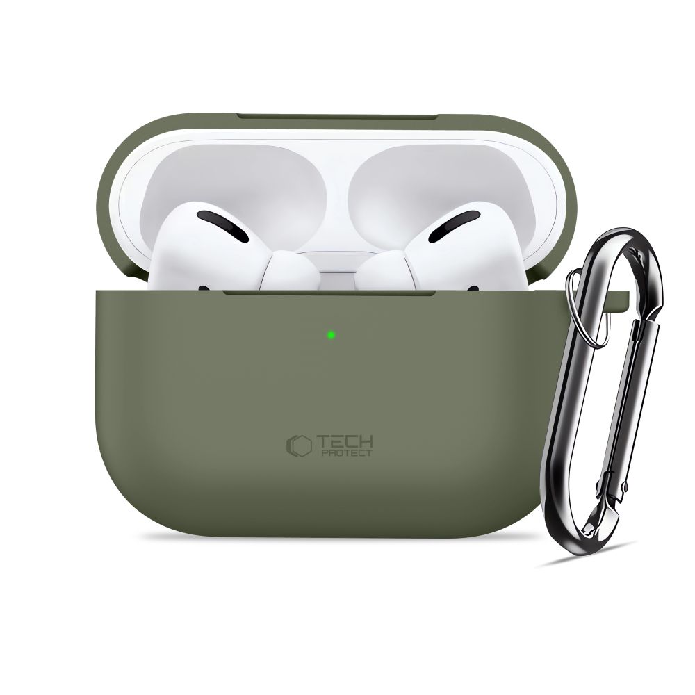 Dėklas Tech-Protect Silicone Hook Apple AirPods Pro 3, alyvuogių žalias