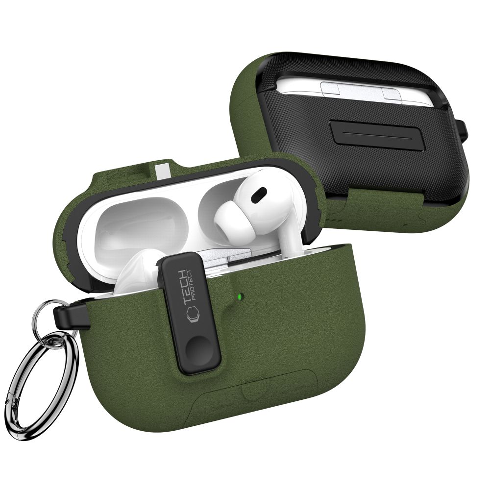 Dėklas Tech-Protect Slim Hook Apple AirPods Pro 3, alyvuogių žalias