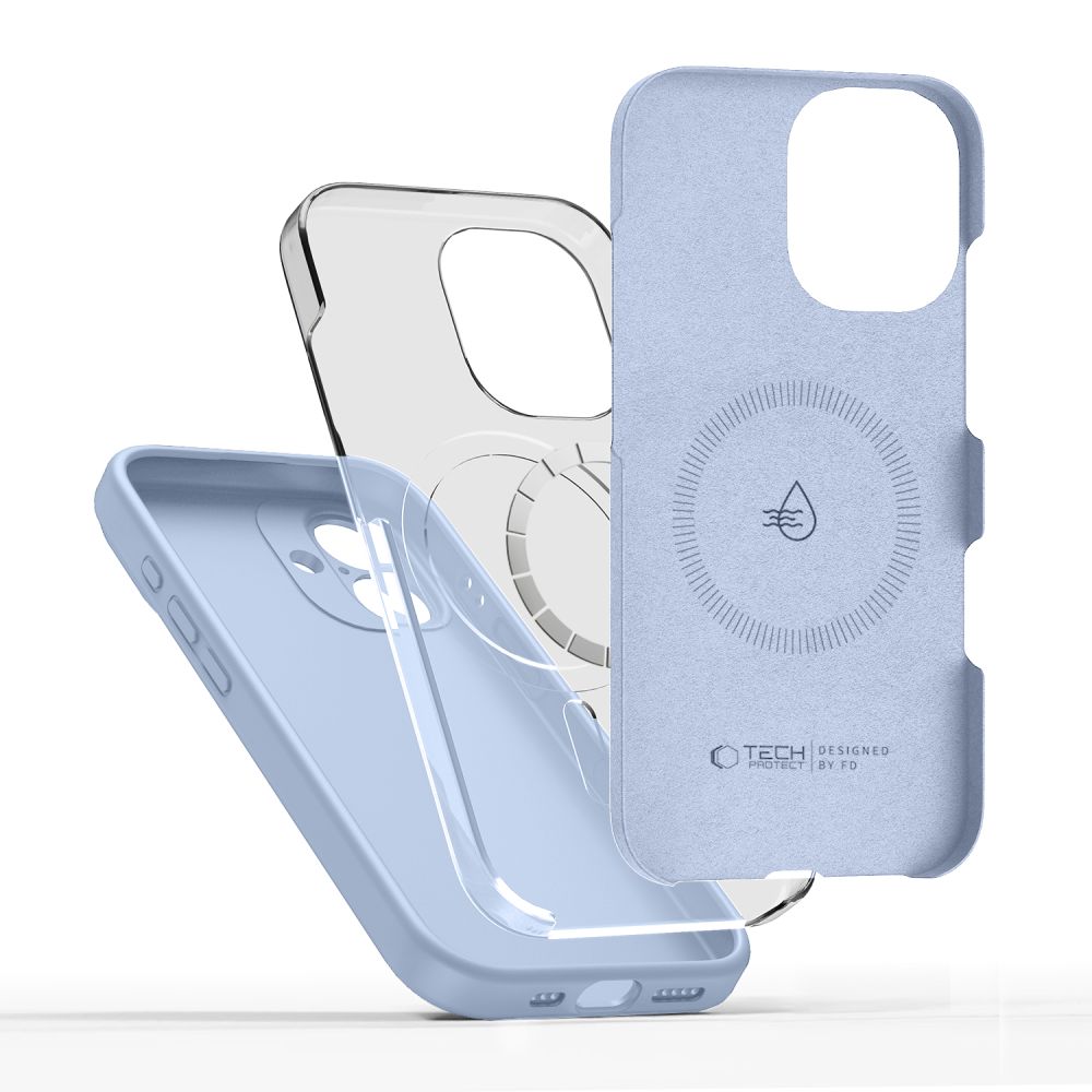 Dėklas Tech-Protect Silicone Magsafe iPhone 17, miglotai mėlynas