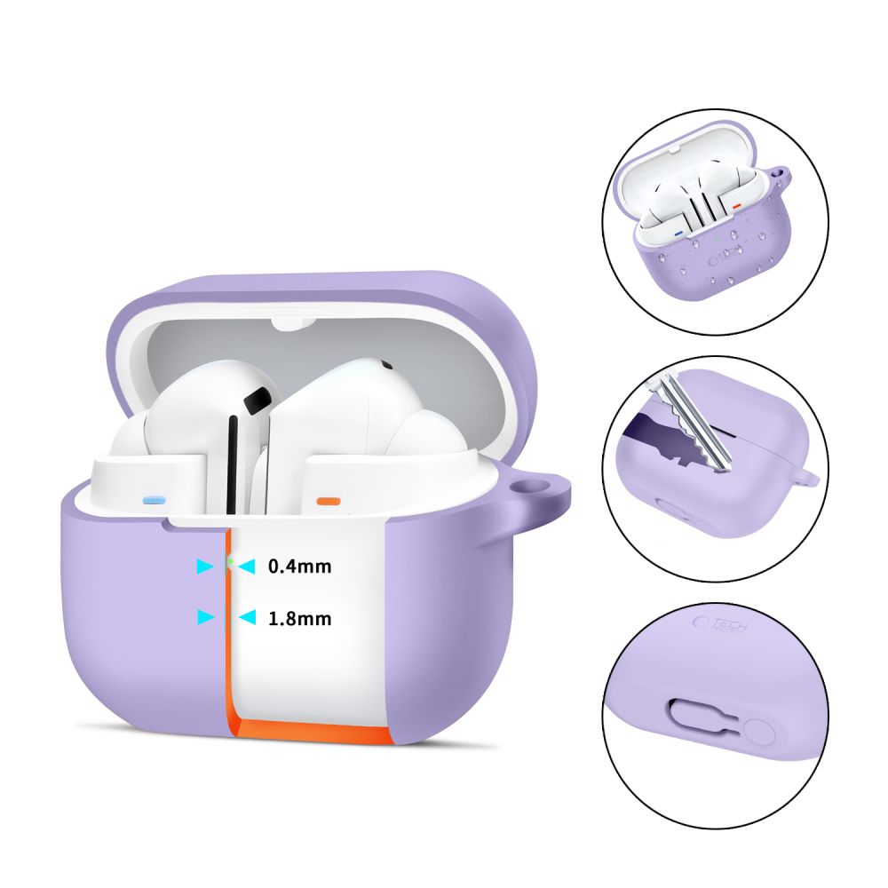 Dėklas Tech-Protect Silicone Hook Samsung Galaxy Buds 3 / 3 FE / 3 Pro, levandinis