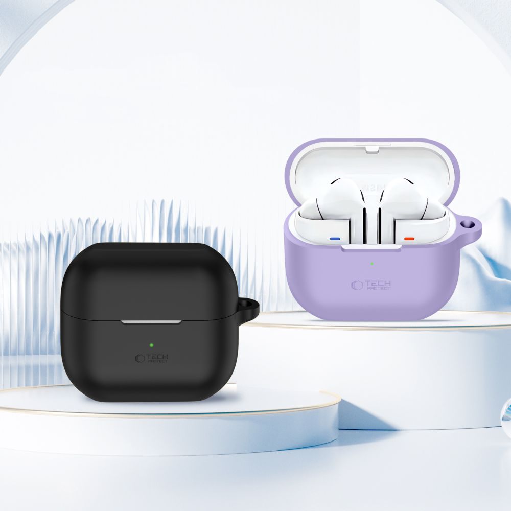 Dėklas Tech-Protect Silicone Hook Samsung Galaxy Buds 3 / 3 FE / 3 Pro, levandinis