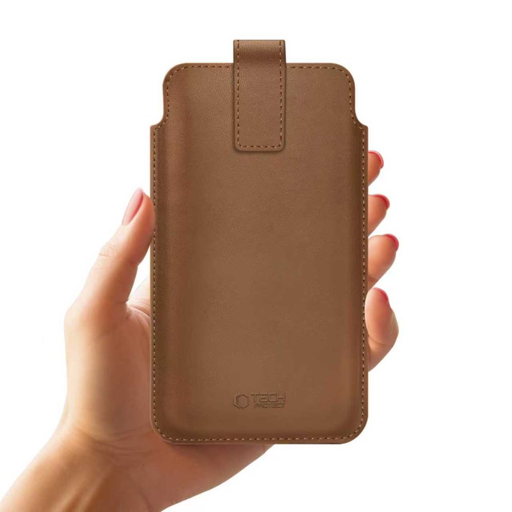 Dėklas Tech-Protect SM65 universalus telefonams 6.0-6.9 colio, rudas