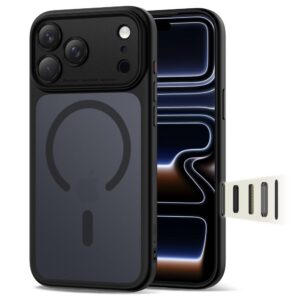 Dėklas Tech-Protect MagPeak MagSafe CC iPhone 17 Pro Max, matinis juodas