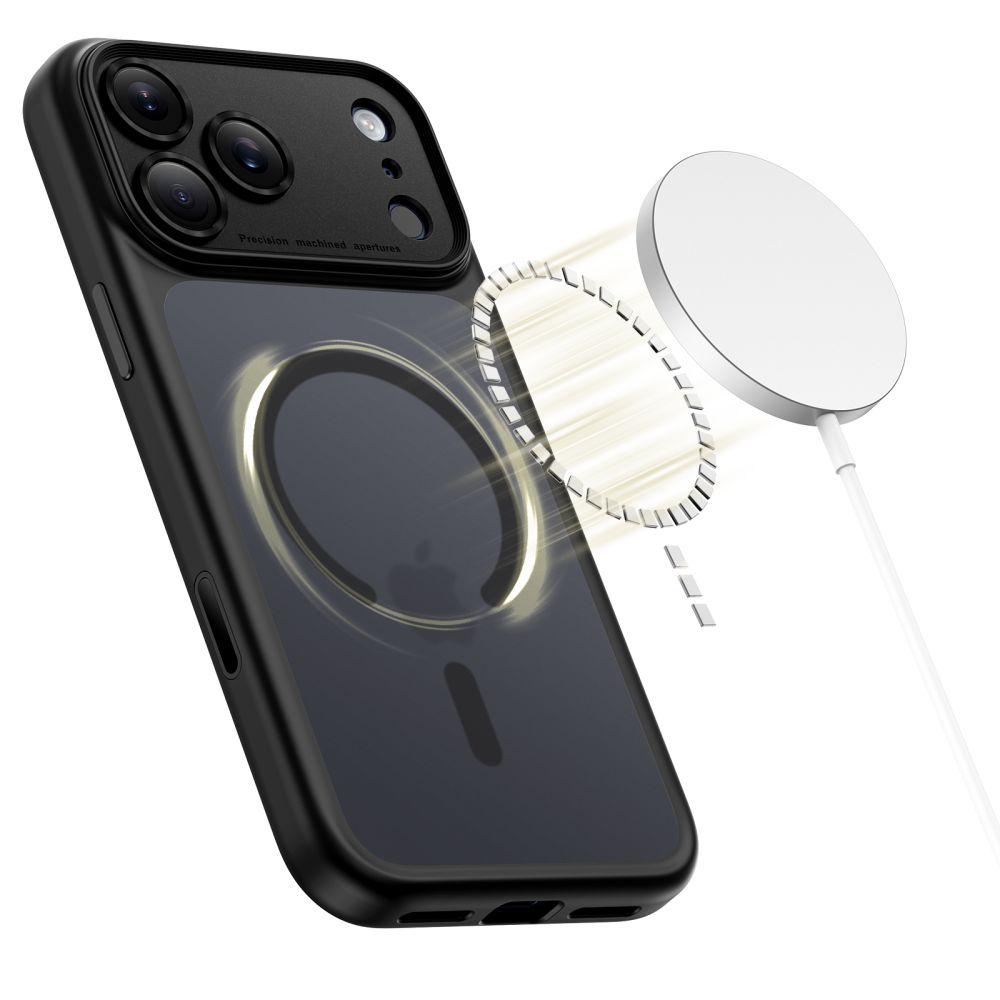 Dėklas Tech-Protect MagPeak MagSafe CC iPhone 17 Pro Max, matinis juodas