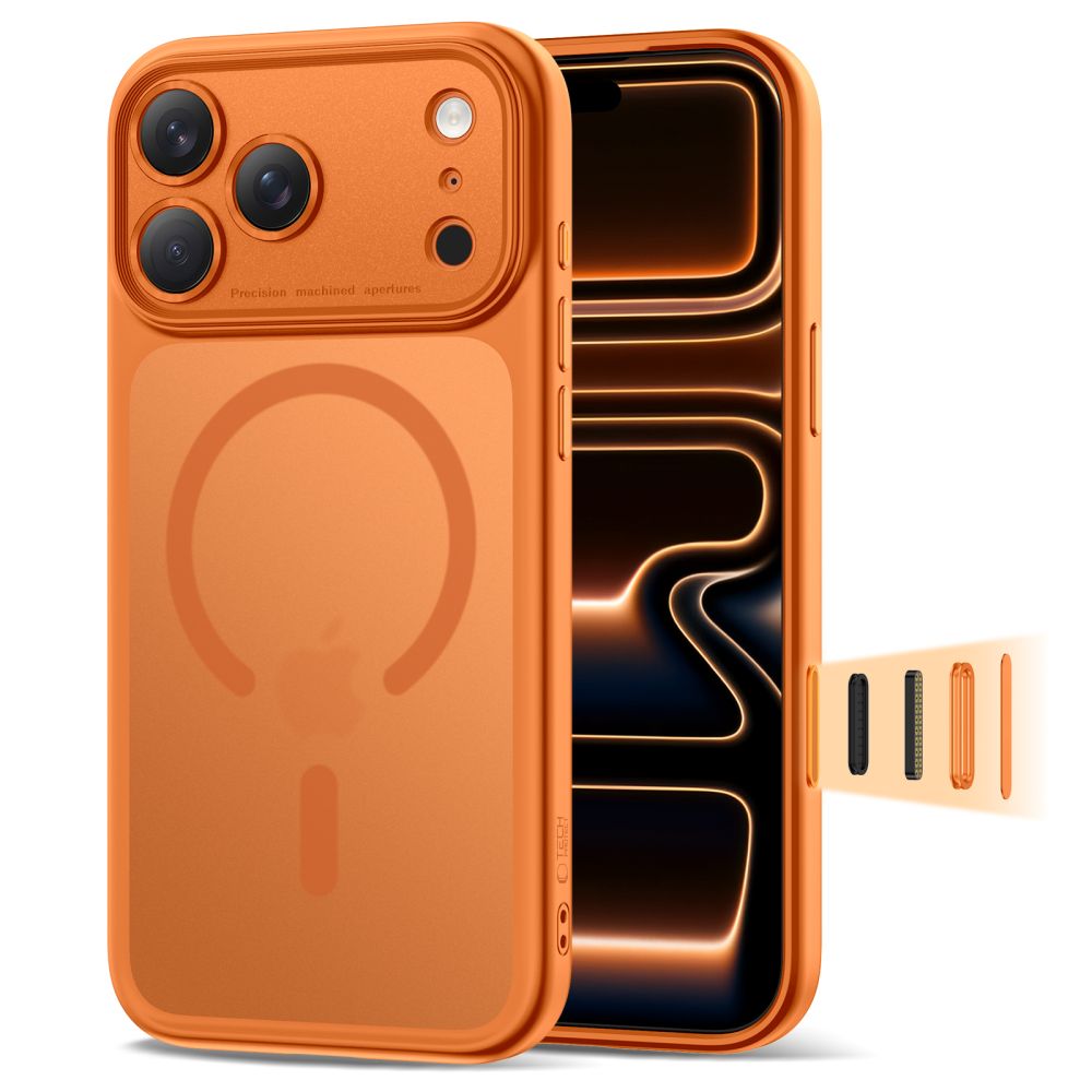 Dėklas Tech-Protect Magpeak MagSafe iPhone 17 Pro, matinis oranžinis