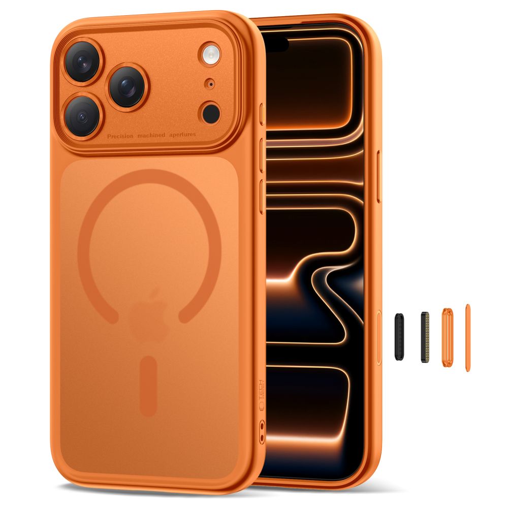 Dėklas Tech-Protect Magpeak MagSafe iPhone 17 Pro, matinis oranžinis