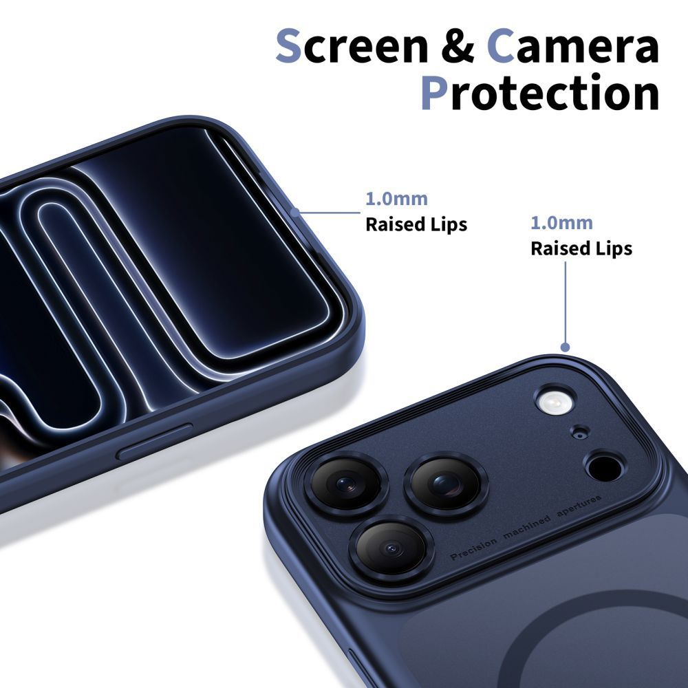 Dėklas Tech-Protect Magpeak MagSafe iPhone 17 Pro Max, matinis tamsiai mėlynas