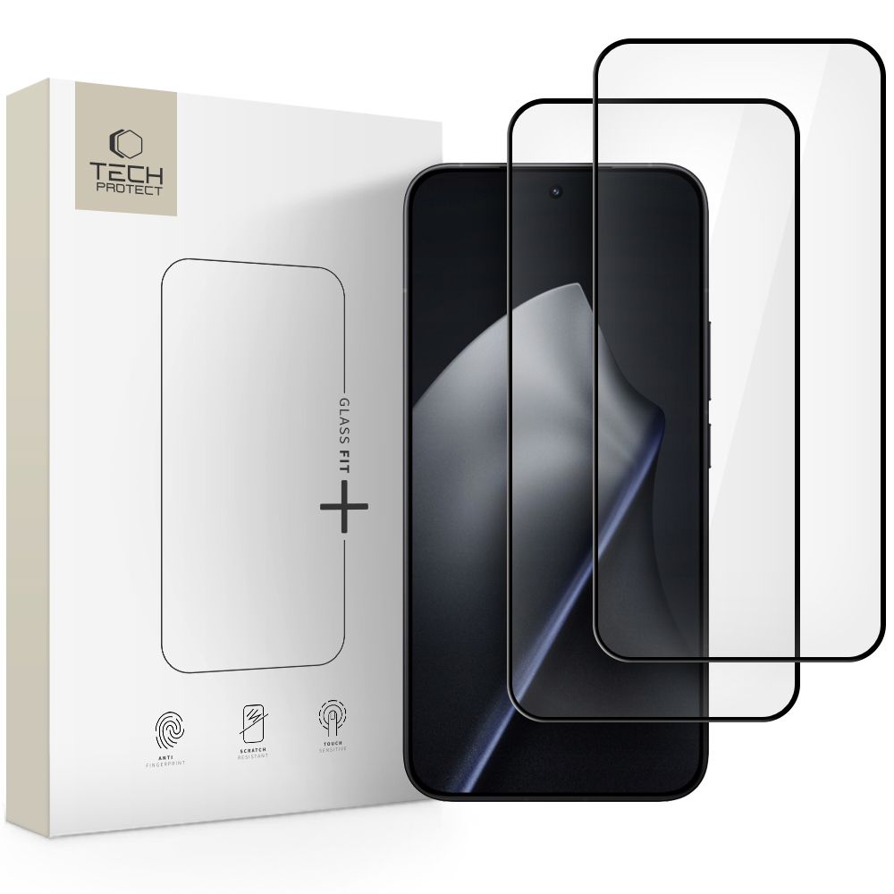 Apsauginis stiklas Tech-Protect Glass Fit+ Xiaomi 15T / 15T Pro, 2 vnt., juodas