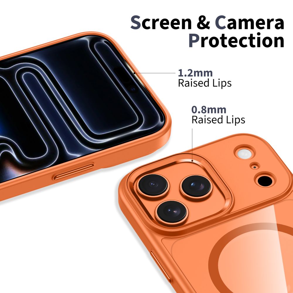 Dėklas Tech-Protect Magmat MagSafe iPhone 17 Pro Max, oranžinis/skaidrus