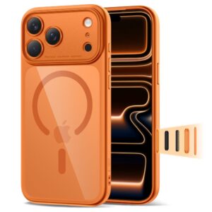 Dėklas Tech-Protect Magpeak Magsafe CC iPhone 17 Pro, kosminė oranžinė/skaidrus