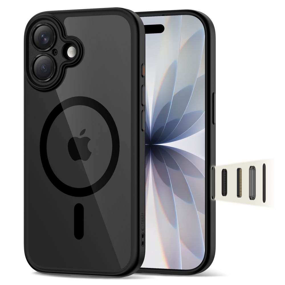 Dėklas Tech-Protect Magpeak Magsafe iPhone 17, juodas/skaidrus