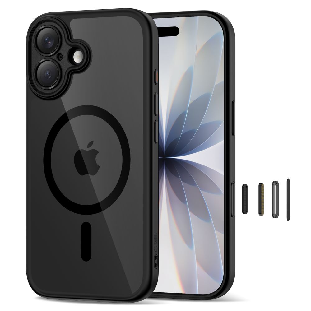 Dėklas Tech-Protect Magpeak Magsafe iPhone 17, juodas/skaidrus