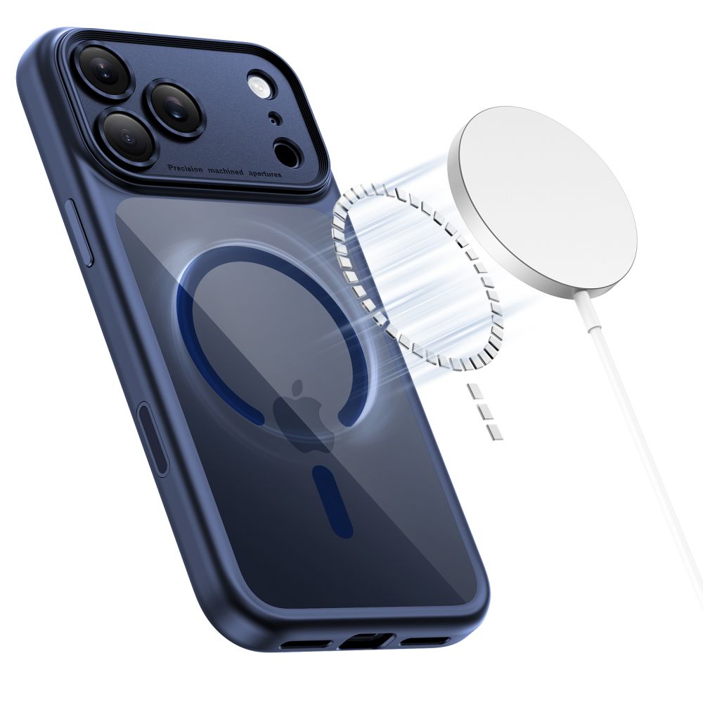 Dėklas Tech-Protect Magpeak Magsafe iPhone 17 Pro Max, tamsiai mėlynas/skaidrus