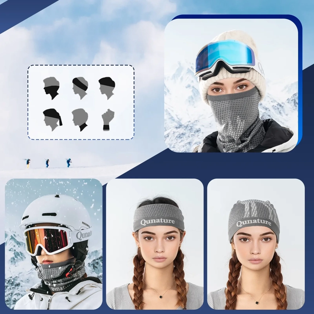 Qunature 11230014001 slidinėjimo šalikas, sportinė bandana, universalus dydis - pilka