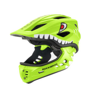 Rockbros TT-32003 Shark Vaikų dviračio šalmas su nuimama žandikaulio dalimi Dydis S (48-52) - Žalia