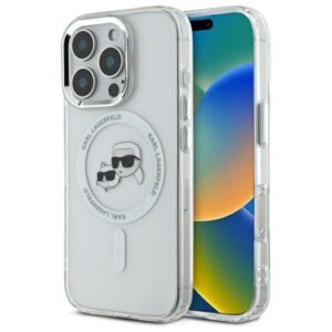 Karl Lagerfeld MagSafe dėklas iPhone 16 Pro – baltas