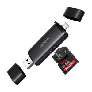Ugreen 2in1 USB-C / USB-A SD 4.0 UHS-II kortelių skaitytuvas - Juodas