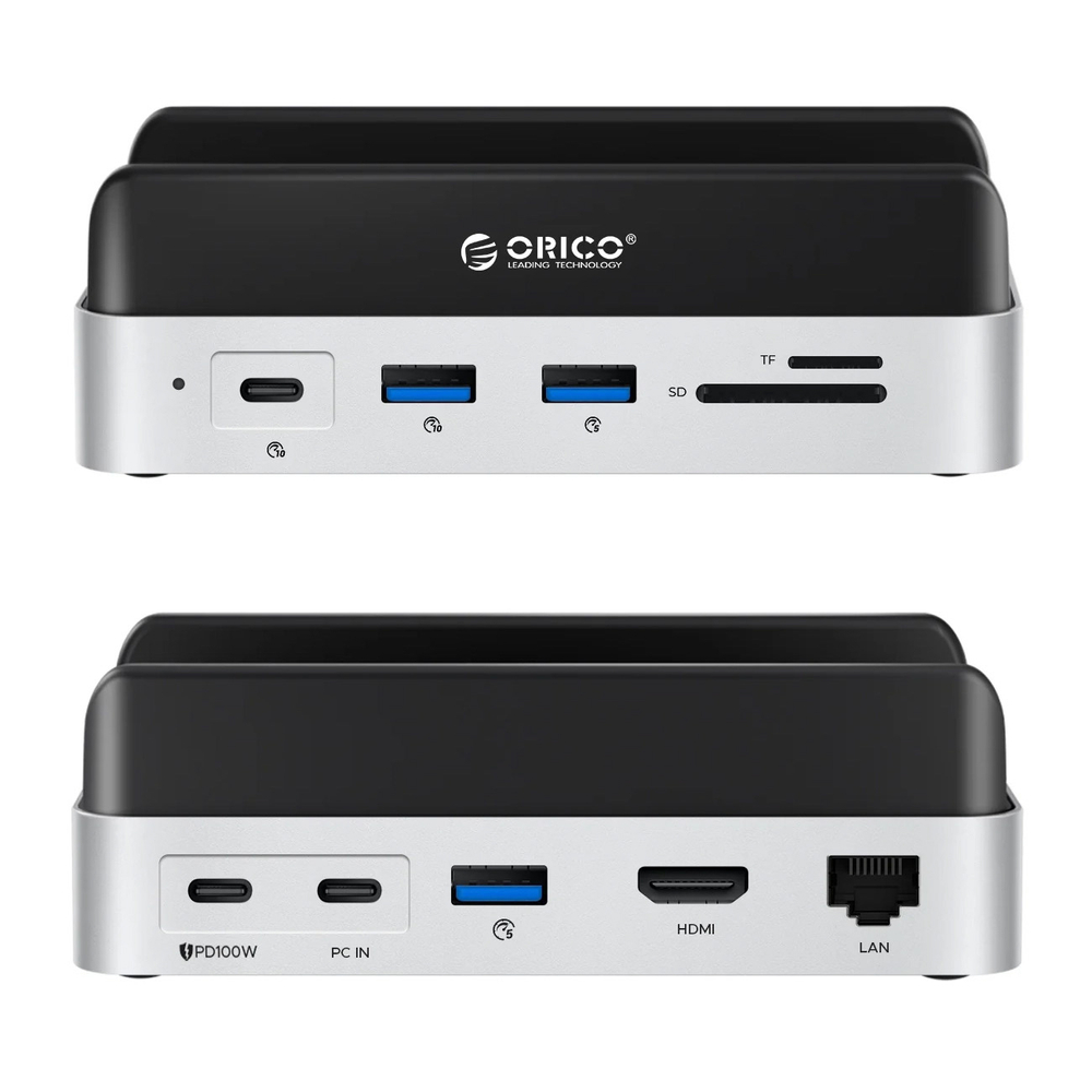 Orico MiniDock 10-in-1 Prijungimo Stotis su SSD Kietojo Disko Skyriumi - Sidabrinė