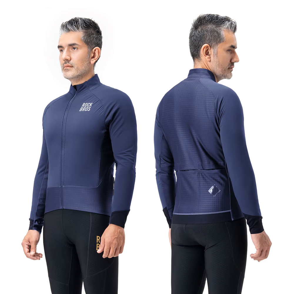 Rockbros YDWT014 žieminis fleece dvigubas sluoksnis dviračio švarkas dydis L - mėlynas