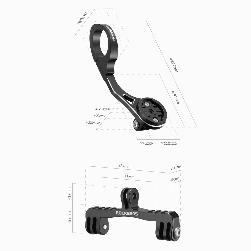 Rockbros FK-301 2-in-1 vairo dviračio laikiklis kompiuteriui ir sviesai/kamerai - juodas