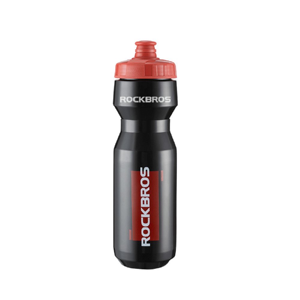 Rockbros 750 ml dviračio butelis - Skaidri juoda su raudona nusipylimo viršute