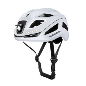 Rockbros ZK-077 dviračio šalmas su integruota daugiakryptine apšvietimo sistema 57-61 cm - baltas