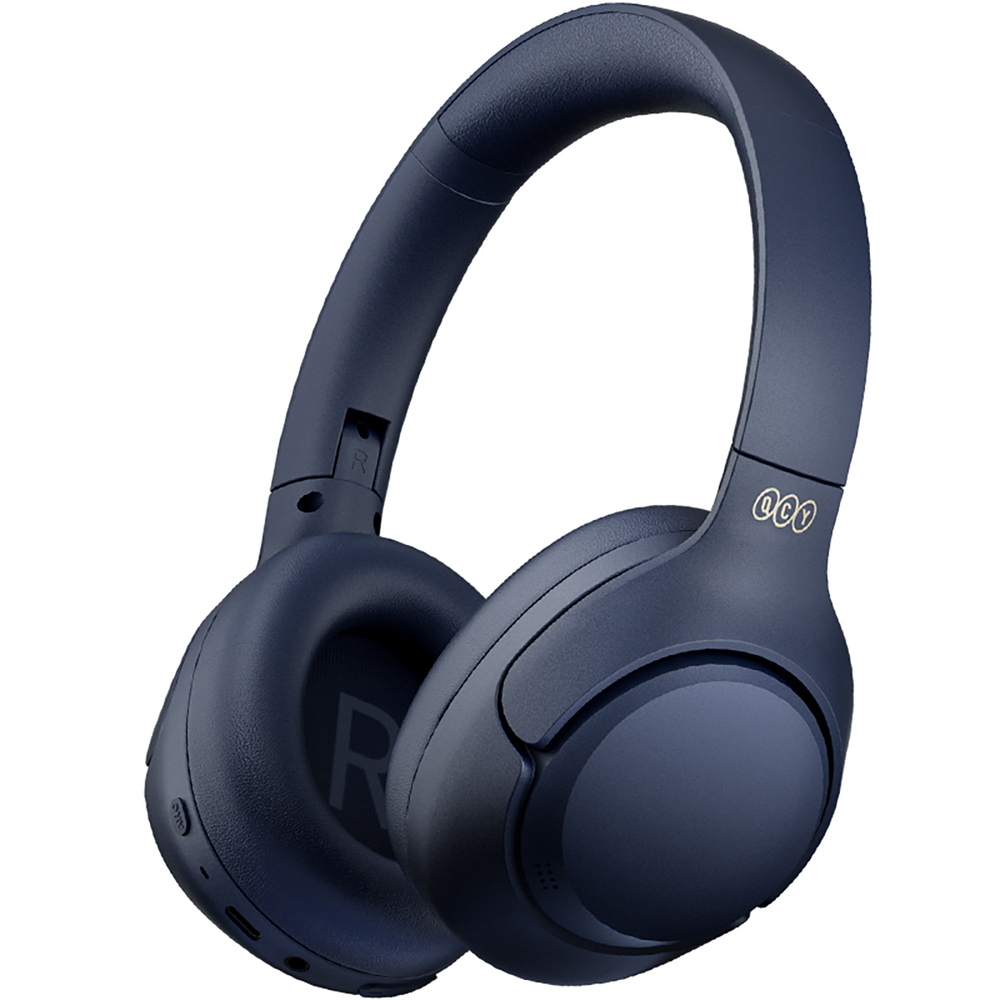QCY H3 ant ausinės uždedamos ausinės su ANC Bluetooth 5.4 Hi-Res garsu – mėlyna