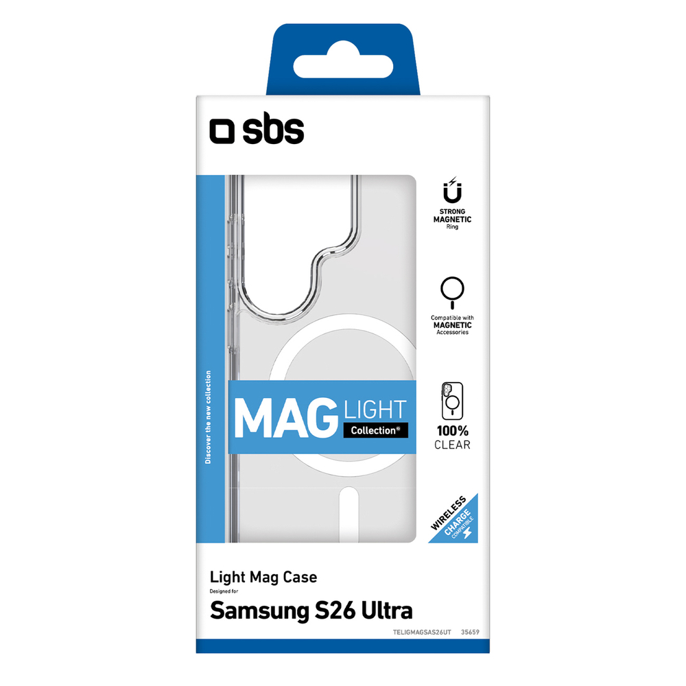 SBS Cover Light Mag Apsauginis dėklas, skirtas Samsung Galaxy S26 Ultra Compatible with MagSafe – skaidrus