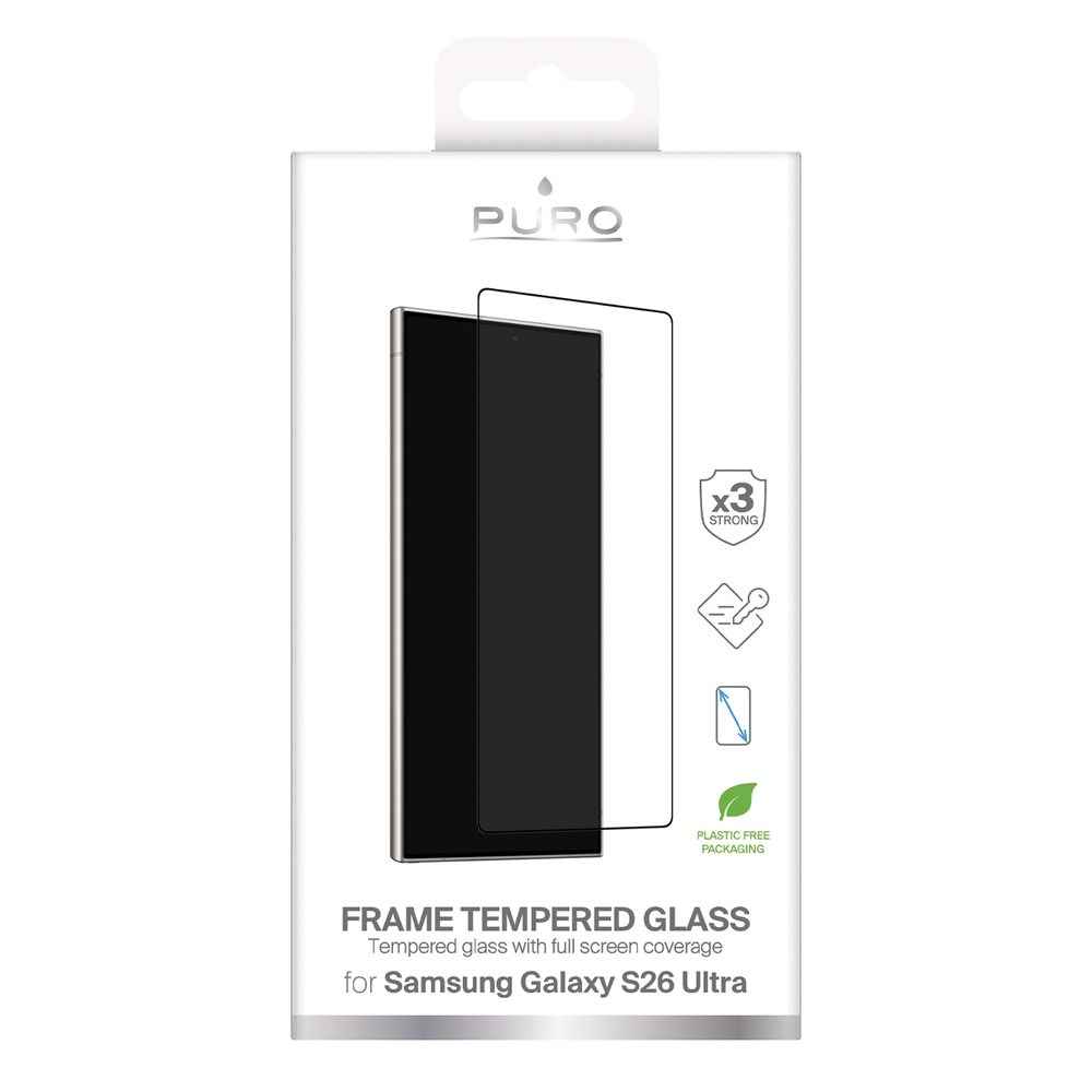 Puro Frame Tempered Glass skirtas Samsung Galaxy S26 Ultra - su Black Frame