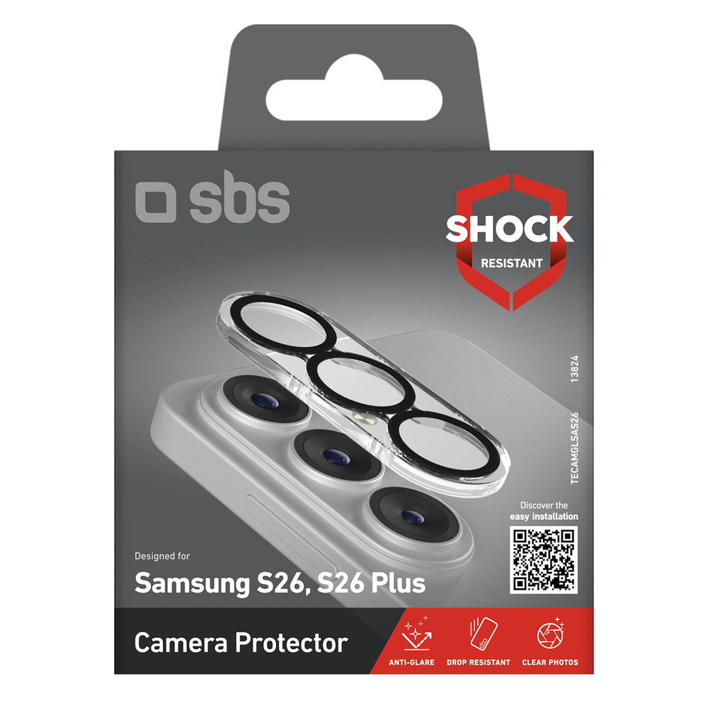 SBS galinis cameros apsauginis glass, skirtas Samsung Galaxy S26/S26 Plus - su juodu rėmume