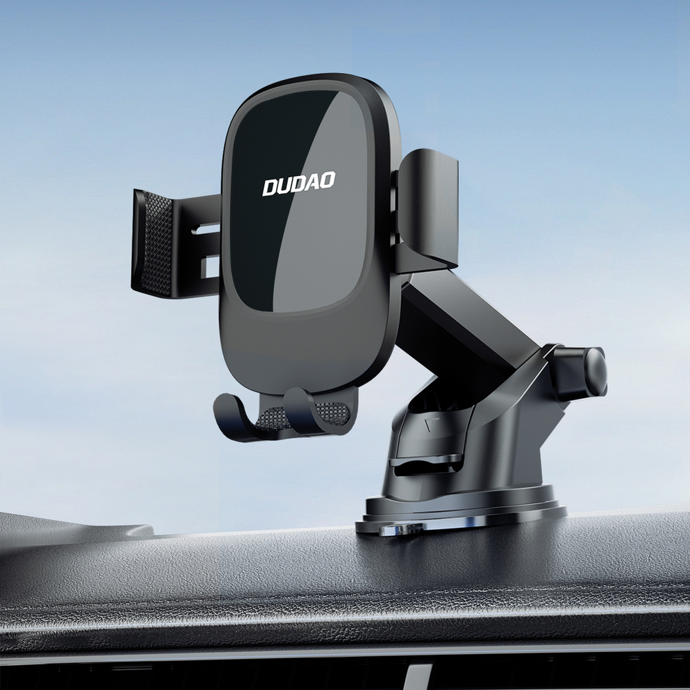 Dudao F5N+ gravitacinis automobilinis laikiklis su siurbtuku priekiniam stiklui arba prietaisų skydeliui, juodas