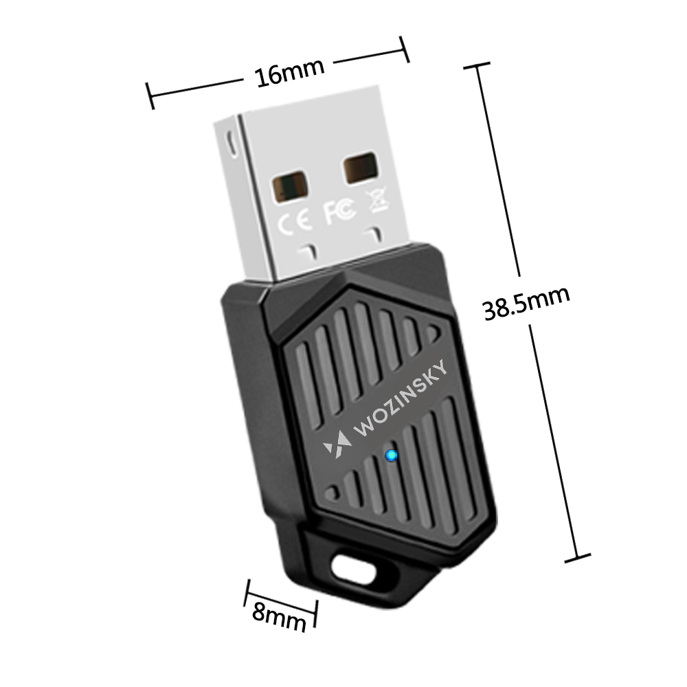 Wozinsky WAX-900 Dvigubos juostos USB Wi-Fi 6 adapteris su Bluetooth 5.4 - Juodas