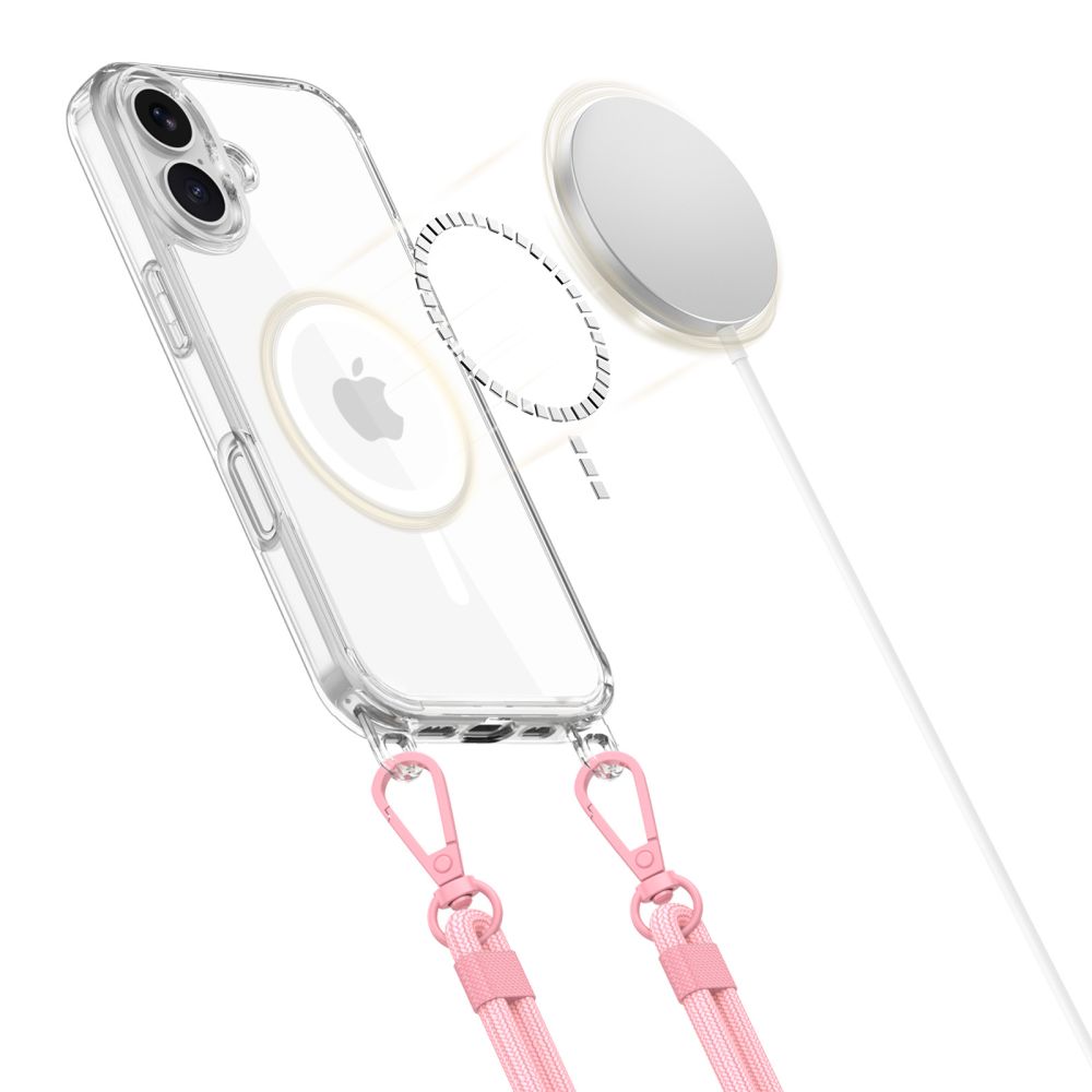 Dėklas Tech-Protect FlexAir Chain MagSafe iPhone 16, pilkas ir rožinis