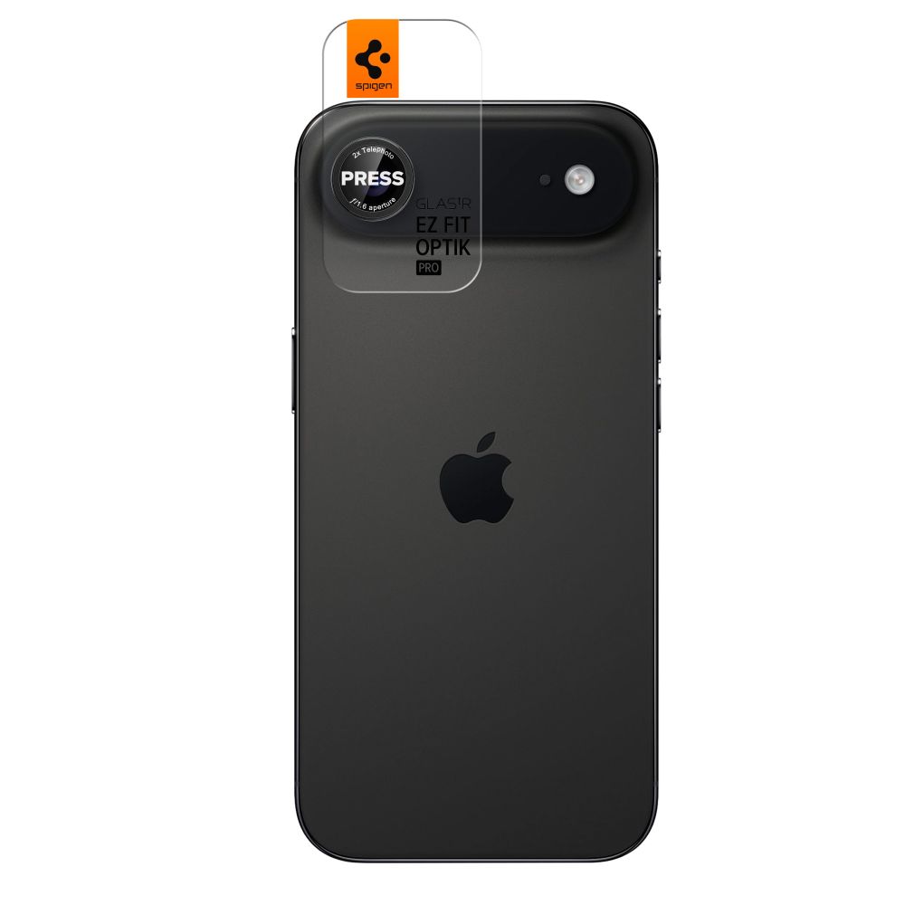 Kameros apsauginis stiklas Spigen Optik Pro L-Series "EZ Fit", iPhone Air, 2 vnt., juodas/raudonas