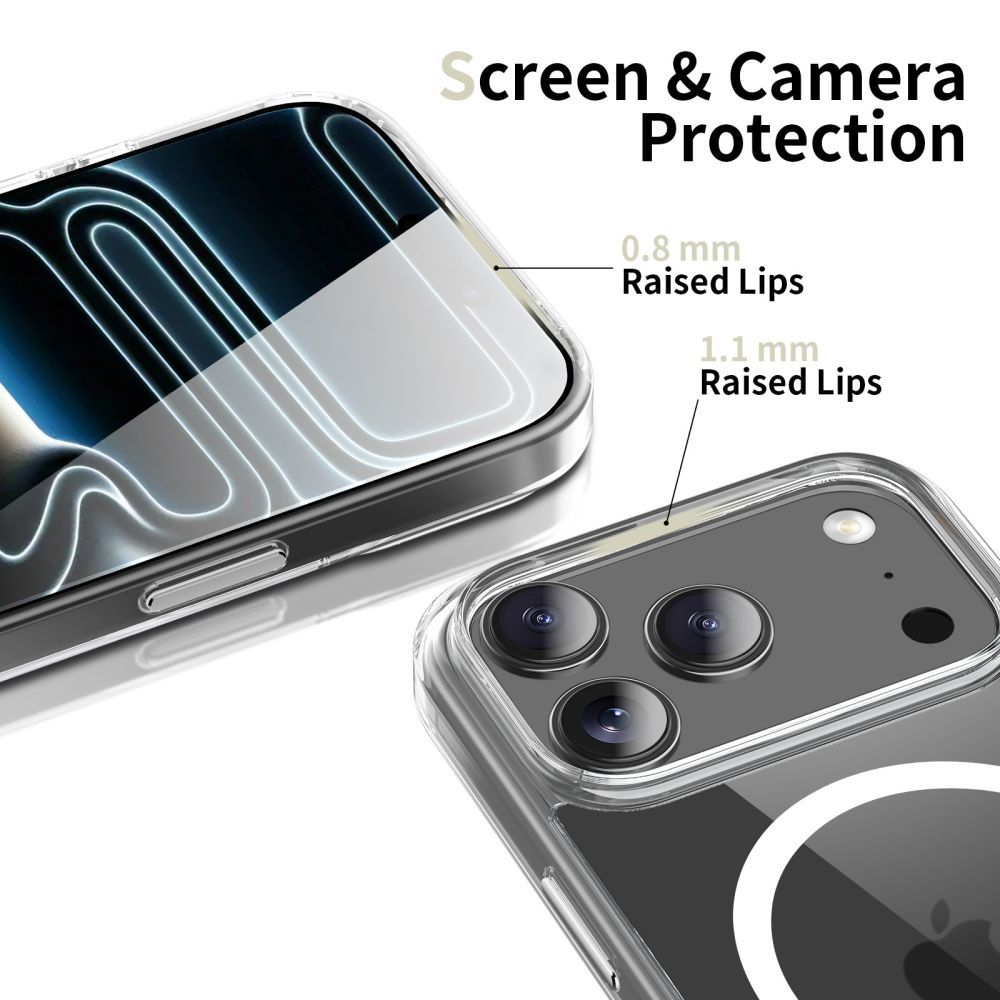 Dėklas Tech-Protect Flexair Hybrid CC MagSafe iPhone 17 Pro, skaidrus