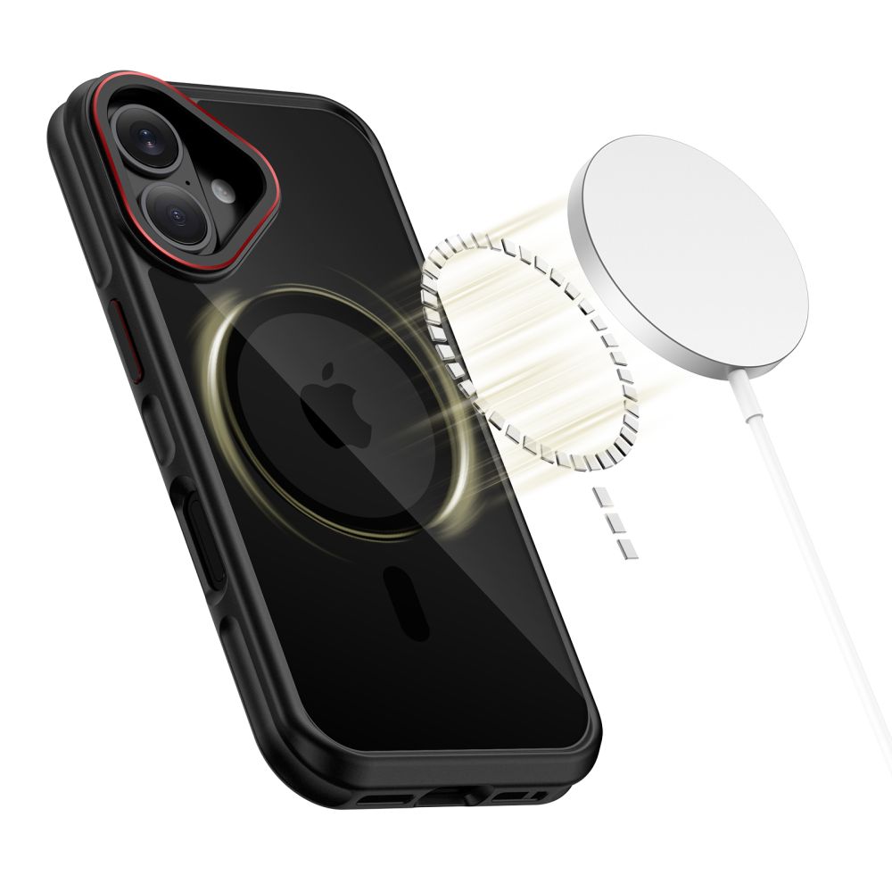 Dėklas Tech-Protect MagHybrid MagSafe iPhone 17, juodas/raudonas