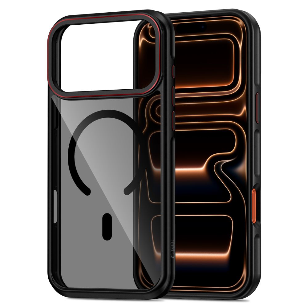 Dėklas Tech-Protect MagHybrid MagSafe iPhone 17 Pro, juodas/raudonas