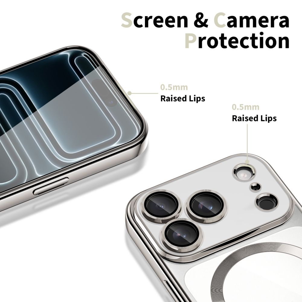 Dėklas Tech-Protect MagFlex MagSafe iPhone 17 Pro Max, blizgus sidabrinis